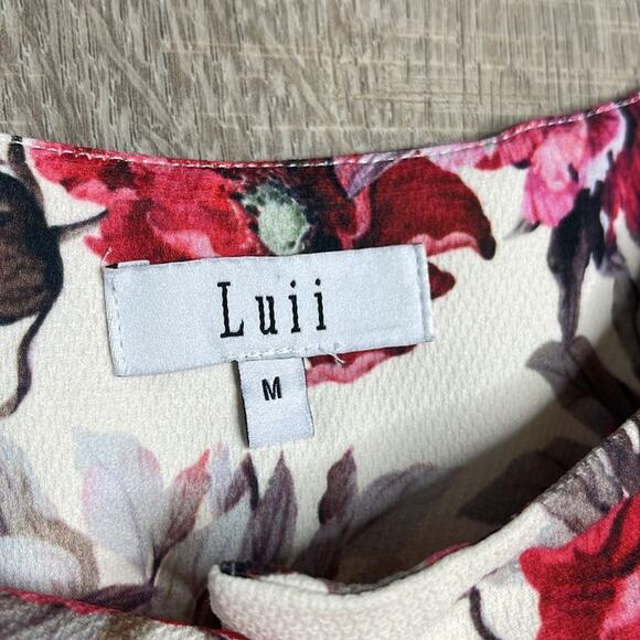 LUII Pink Cream Floral Snap Front 3/4 Sleeve Jacket Women’s Size Medium - Picture 2 of 9